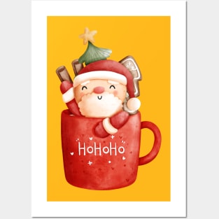 Cute Santa In A Cup Posters and Art